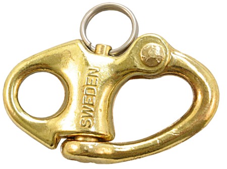 Snap shackle with eye, brass, 70mm 1 Snap shackle with eye, brass, 70mm