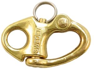 Snap shackle with eye, brass, 50mm