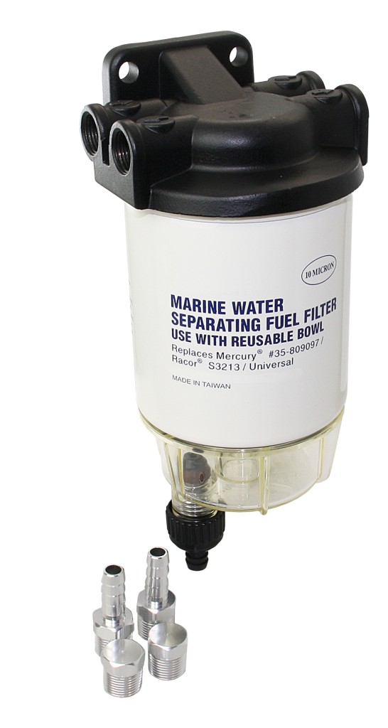 Fuel filter with aluminum head, 3/8" NPT thread, 10 micron, for Mercury 1 Fuel filter with aluminum head, 3/8" NPT thread, 10 micron, for Mercury