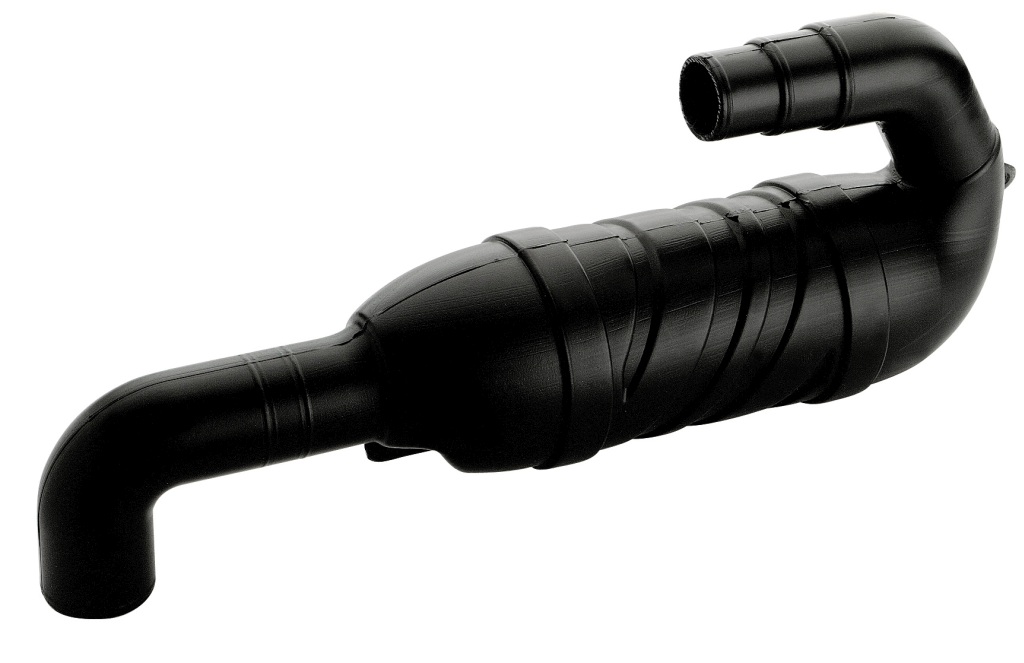 Plastic exhaust silencer for 40/45/50mm hose, 180° outlet 1 Plastic exhaust silencer for 40/45/50mm hose, 180° outlet