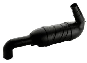 Plastic exhaust silencer for 40/45/50mm hose, 135° outlet