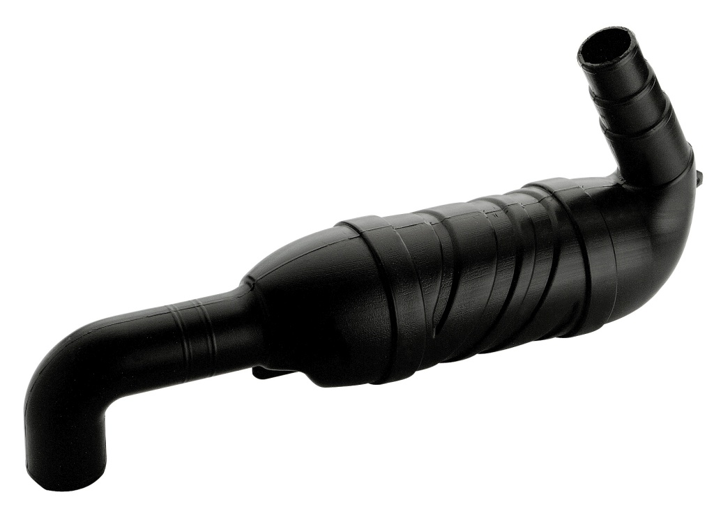 Plastic exhaust silencer for 40/45/50mm hose, 135° outlet 1 Plastic exhaust silencer for 40/45/50mm hose, 135° outlet