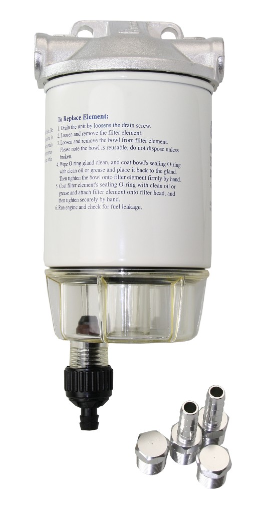 Fuel filter with aluminum head, 1" UNF thread, 10 microns, for OMC 1 Fuel filter with aluminum head, 1" UNF thread, 10 microns, for OMC