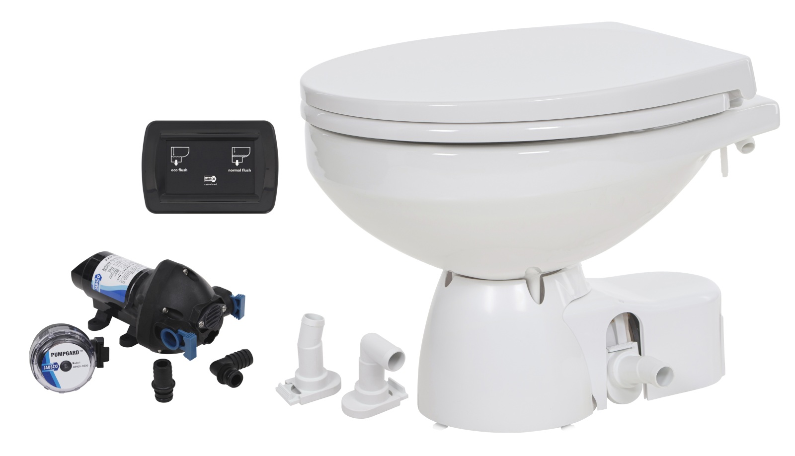 JABSCO toilet Quiet Flush E2 standard size 12V, flush pump, soft close 1 JABSCO toilet Quiet Flush E2 standard size 12V, flush pump, soft close