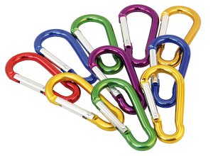 Aluminum carabiner 5x50mm, assorted colors, 2 pcs. SB pack