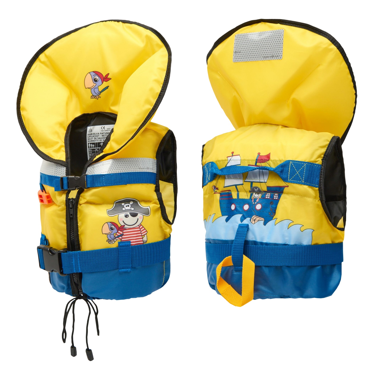 Solid foam life jacket CE100N for children 15-30kg with zip, yellow pirate 1 Solid foam life jacket CE100N for children 15-30kg with zip, yellow pirate