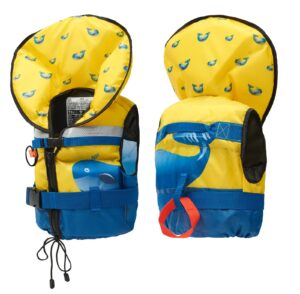 Solid foam life jacket CE100N for juniors 30-40kg with webbing, yellow whale