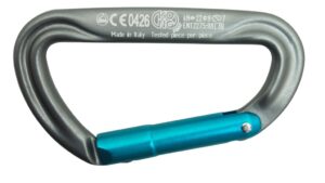 KONG carabiner Argon K with key lock aluminum 93mm grey/cyan