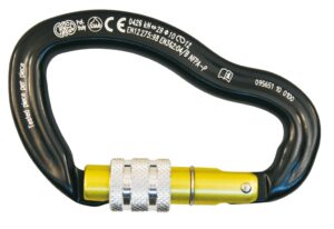 KONG Ergo Carabiner with Lock Nut, Aluminum, 99mm, Black/Yellow