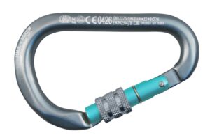 KONG HMS Classic carabiner with locking nut, aluminum, 12x116mm, grey/cyan