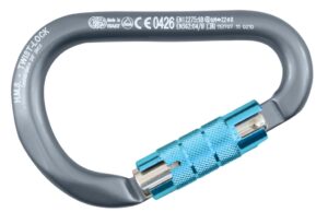 KONG HMS Classic carabiner with twist-lock, aluminum, 12x116mm, grey/cyan