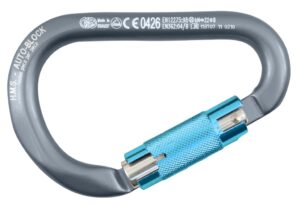 KONG HMS Classic Carabiner with Auto-Block, Aluminum, 12x116mm, Grey/Cyan