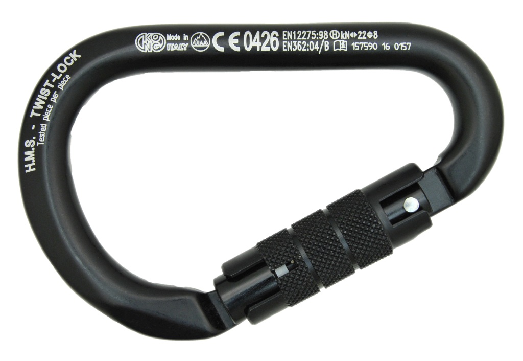 KONG HMS Classic carabiner with twist-lock, aluminum, 12x116mm, black 1 KONG HMS Classic carabiner with twist-lock, aluminum, 12x116mm, black
