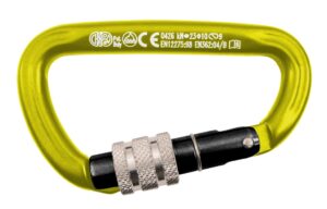 KONG Trapper Carabiner with Lock Nut, Aluminum, 10x98mm, Yellow/Black