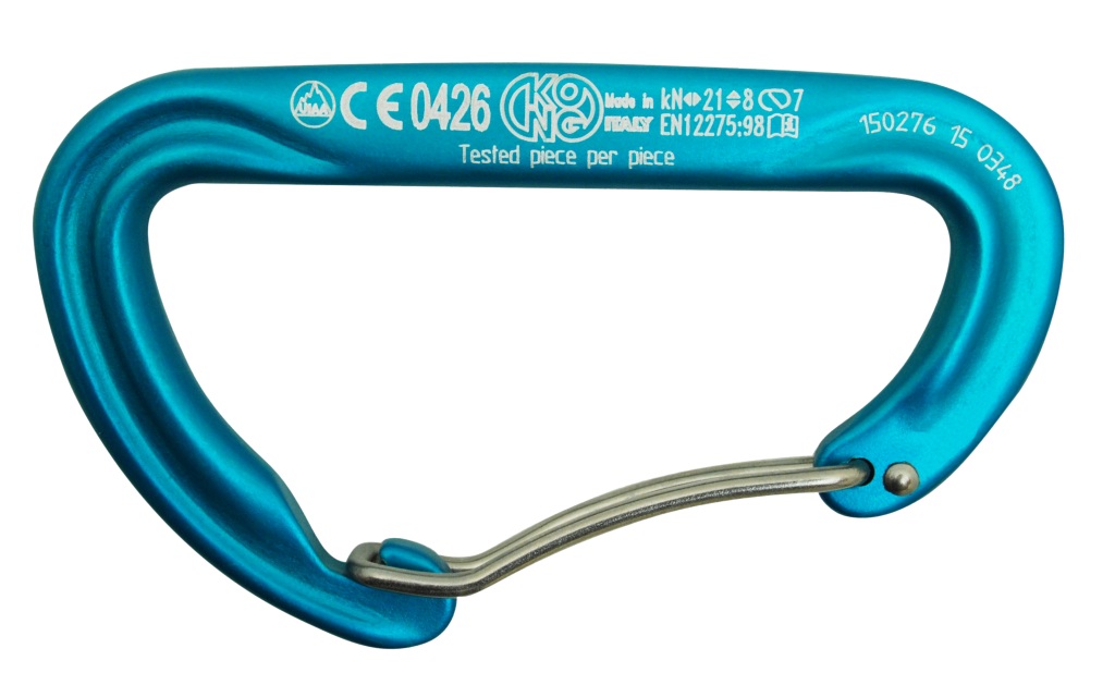 KONG Argon F carabiner with wire opening, aluminum, 93mm, cyan 1 KONG Argon F carabiner with wire opening, aluminum, 93mm, cyan