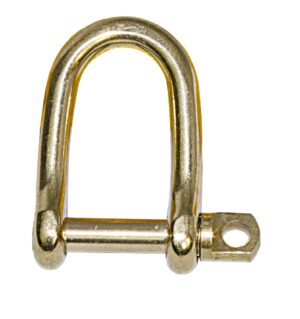 Round shackle, curved brass pin 5mm 10pcs.