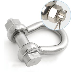 PETERSEN Curved Round Shackle with Nut and Cotter Pin C3 Pin 10mm, WLL800kg