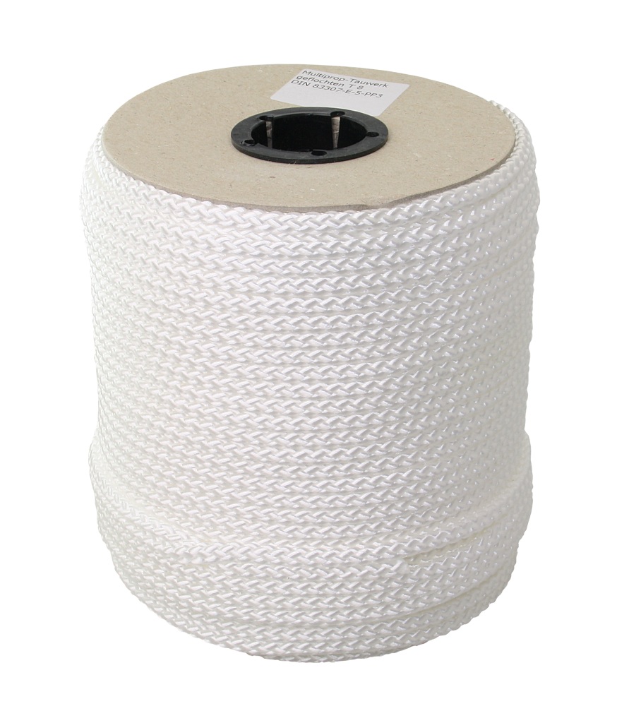 Braided PP rope, 8-strand, 6mm, white, 30m 1 Braided PP rope, 8-strand, 6mm, white, 30m