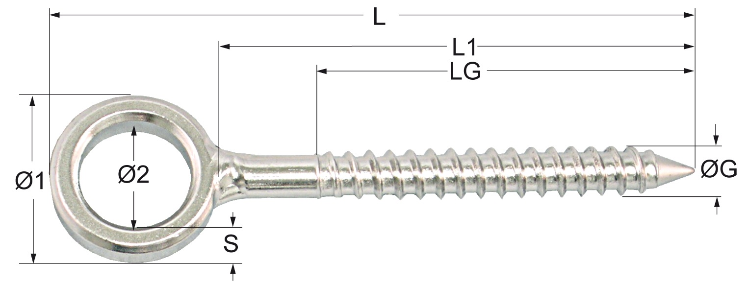 Eye bolts with wood thread A2 6.0x58mm 10pcs. 1 Eye bolts with wood thread A2 6.0x58mm 10pcs.