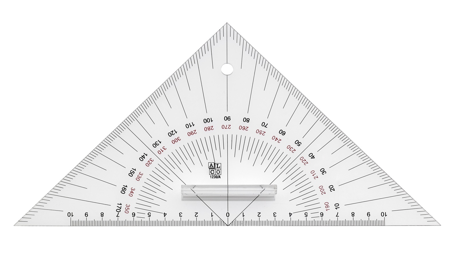 Course triangle with fixed handle, plexiglass, 270mm 1 Course triangle with fixed handle, plexiglass, 270mm