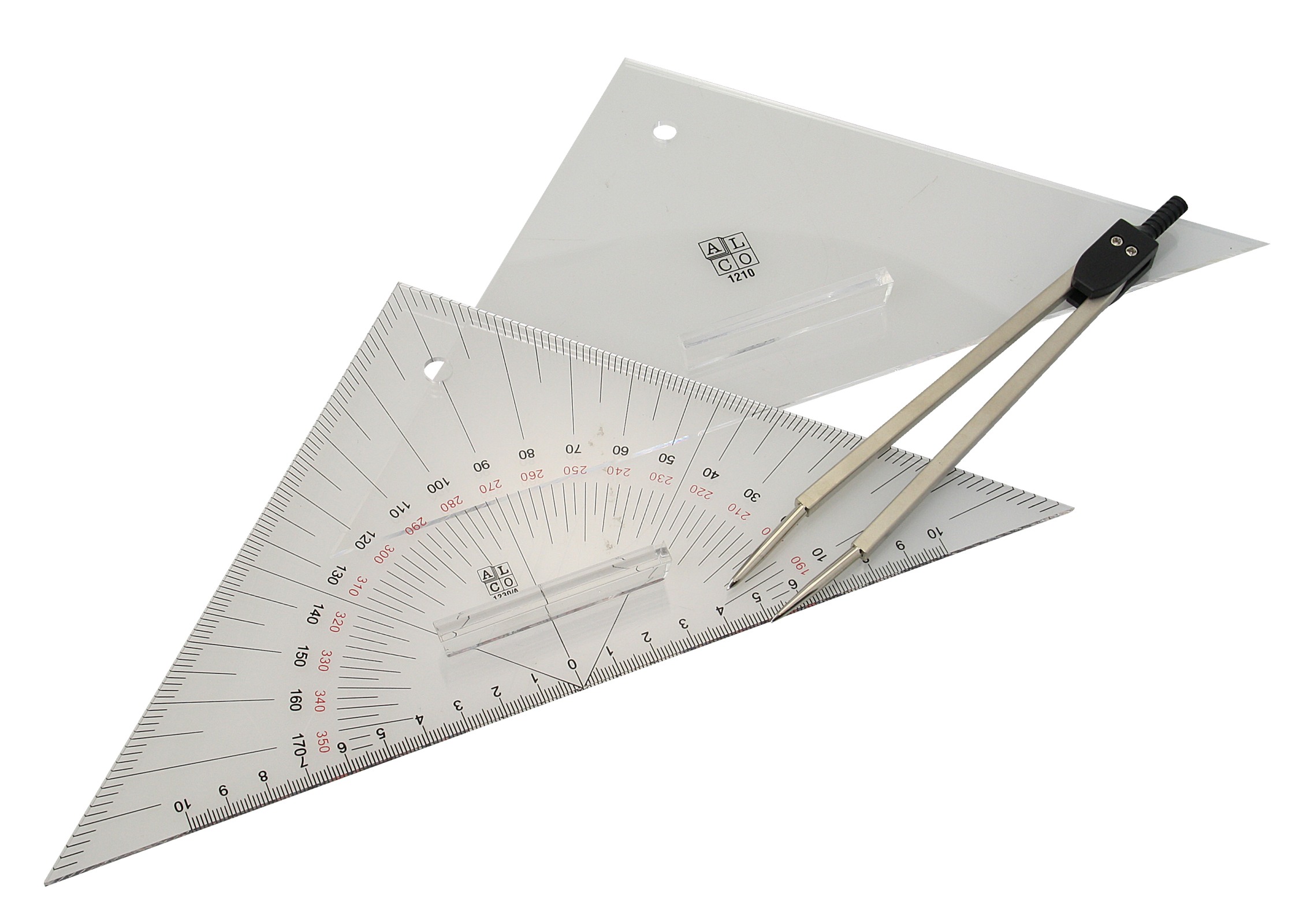 Navigation training set with compass, parallel ruler and course triangle 1 Navigation training set with compass, parallel ruler and course triangle