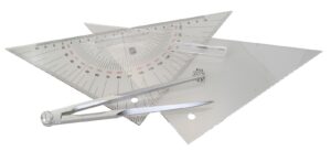 Navigation training set with compass, parallel ruler and course triangle