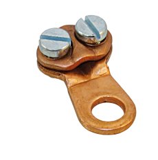 Screw-type copper cable lug for cables 10-16mm², hole for M8, 2 pcs. SB pack 1 Screw-type copper cable lug for cables 10-16mm², hole for M8, 2 pcs. SB pack