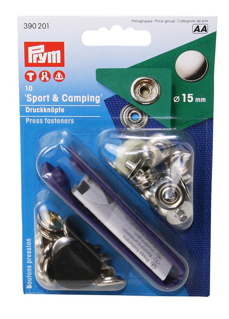 PRYM Snap Fastener Set DIY Sport & Camping MsNi 15mm 10pcs. SB-Pack 1 PRYM Snap Fastener Set DIY Sport & Camping MsNi 15mm 10pcs. SB-Pack