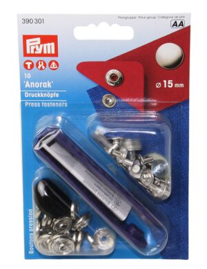 PRYM Snap Fastener Set DIY Anorak MsNi 15mm 10pcs. SB-Pack