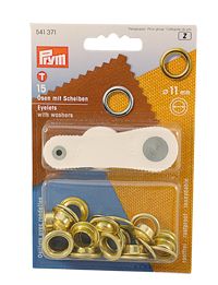 PRYM Eyelet Set with Setting Tool, Brass Eye 11mm, 15 Pieces, SB Pack 1 PRYM Eyelet Set with Setting Tool, Brass Eye 11mm, 15 Pieces, SB Pack