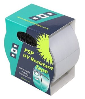 PSP fabric tape, self-adhesive, 50mm x 5m, light grey, UV-resistant
