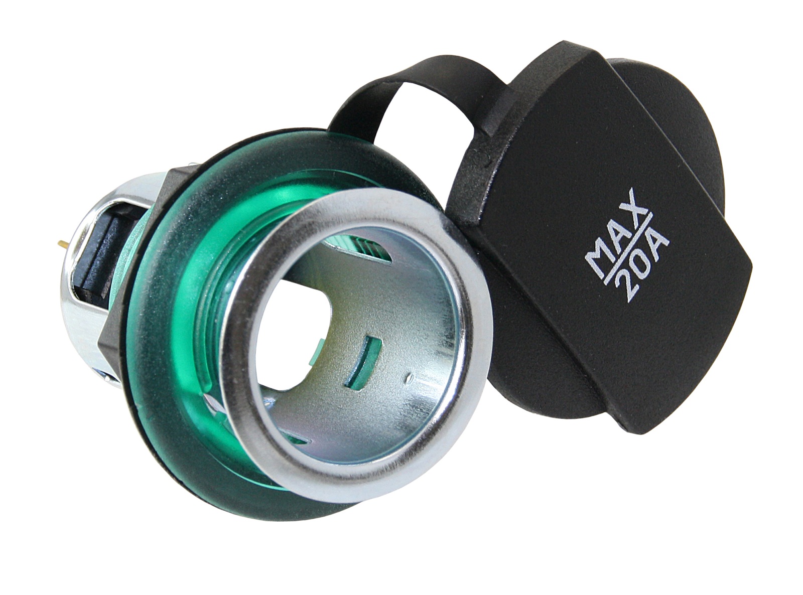 Flush-mounted socket with cover 12/24V 20A for 21mm plugs 1 Flush-mounted socket with cover 12/24V 20A for 21mm plugs
