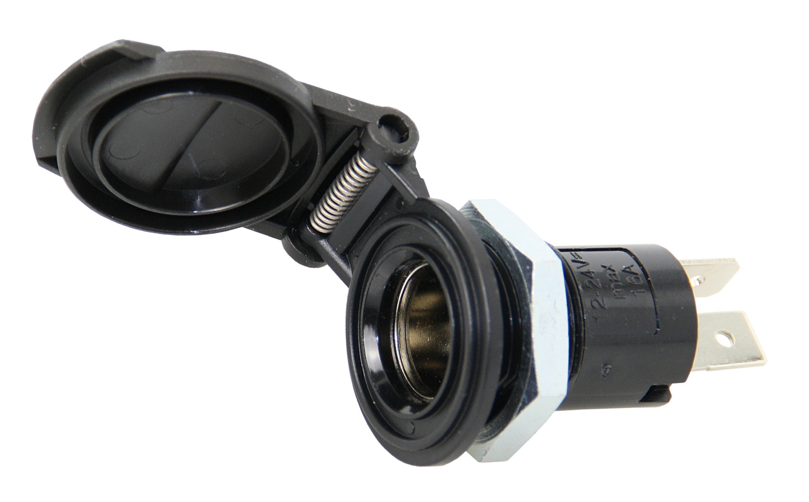 PRO CAR flush-mount standard socket 12mm with cap, round 12/24V 16A SB-Pack 1 PRO CAR flush-mount standard socket 12mm with cap, round 12/24V 16A SB-Pack