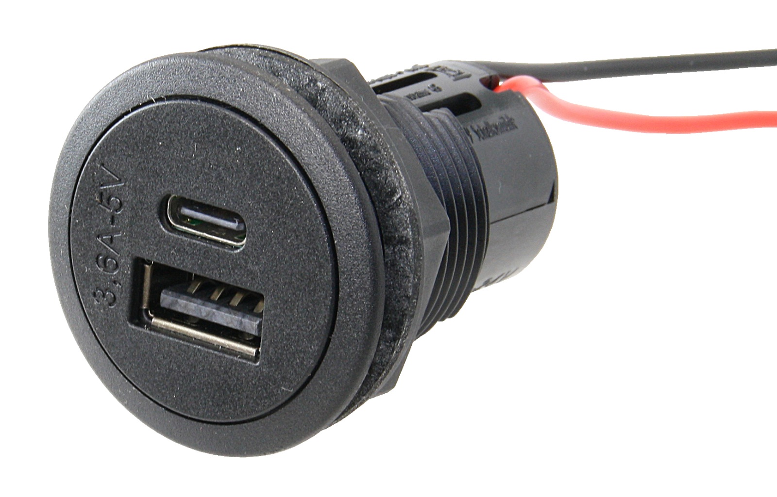 PRO CAR USB-C/A Flush Mount Socket, Round 12/24V 3.6A 36mm 1 PRO CAR USB-C/A Flush Mount Socket, Round 12/24V 3.6A 36mm