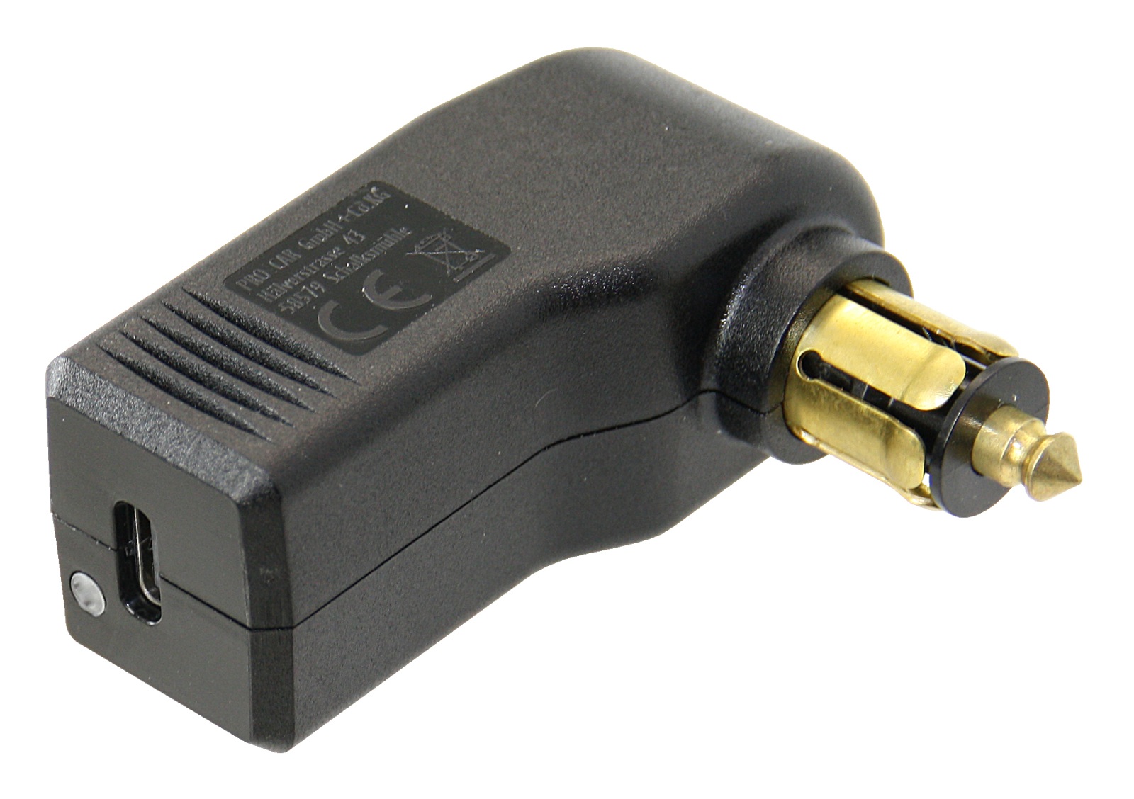 PRO CAR USB-C standard plug 12mm 90° 12/24V 3A, with LED SB pack 1 PRO CAR USB-C standard plug 12mm 90° 12/24V 3A, with LED SB pack