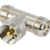 Coaxial T-piece from UHF plug to 2x UHF socket 2 qg030006