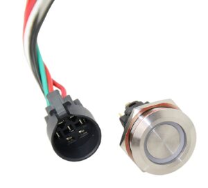 Stainless steel pressure switch 12/24V 22mm with red/green LED