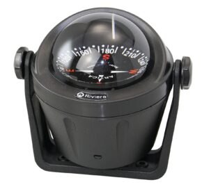RIVIERA Artica BA2 compass with mounting bracket, 12V, 70mm, 5°, black, rose black