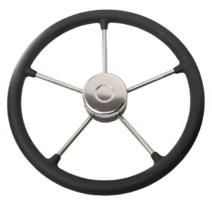 RIVIERA Steering Wheel VR03 Stainless Steel/Leather 400mm, Black