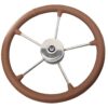 RIVIERA steering wheel VR03 stainless steel/leather 400mm, brown with black stitching 2 ri49704