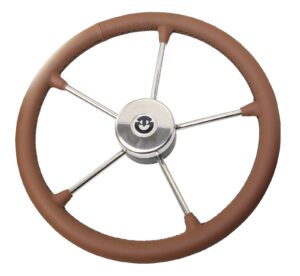 RIVIERA steering wheel VR03 stainless steel/leather 400mm, brown with black stitching