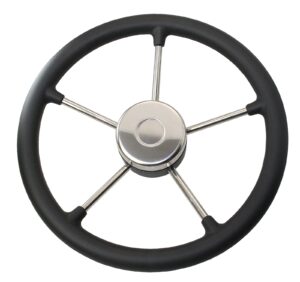 RIVIERA Steering Wheel VR02 Stainless Steel/Leather 350mm, Black