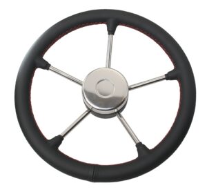 RIVIERA steering wheel VR02 stainless steel/leather 350mm, black with red stitching