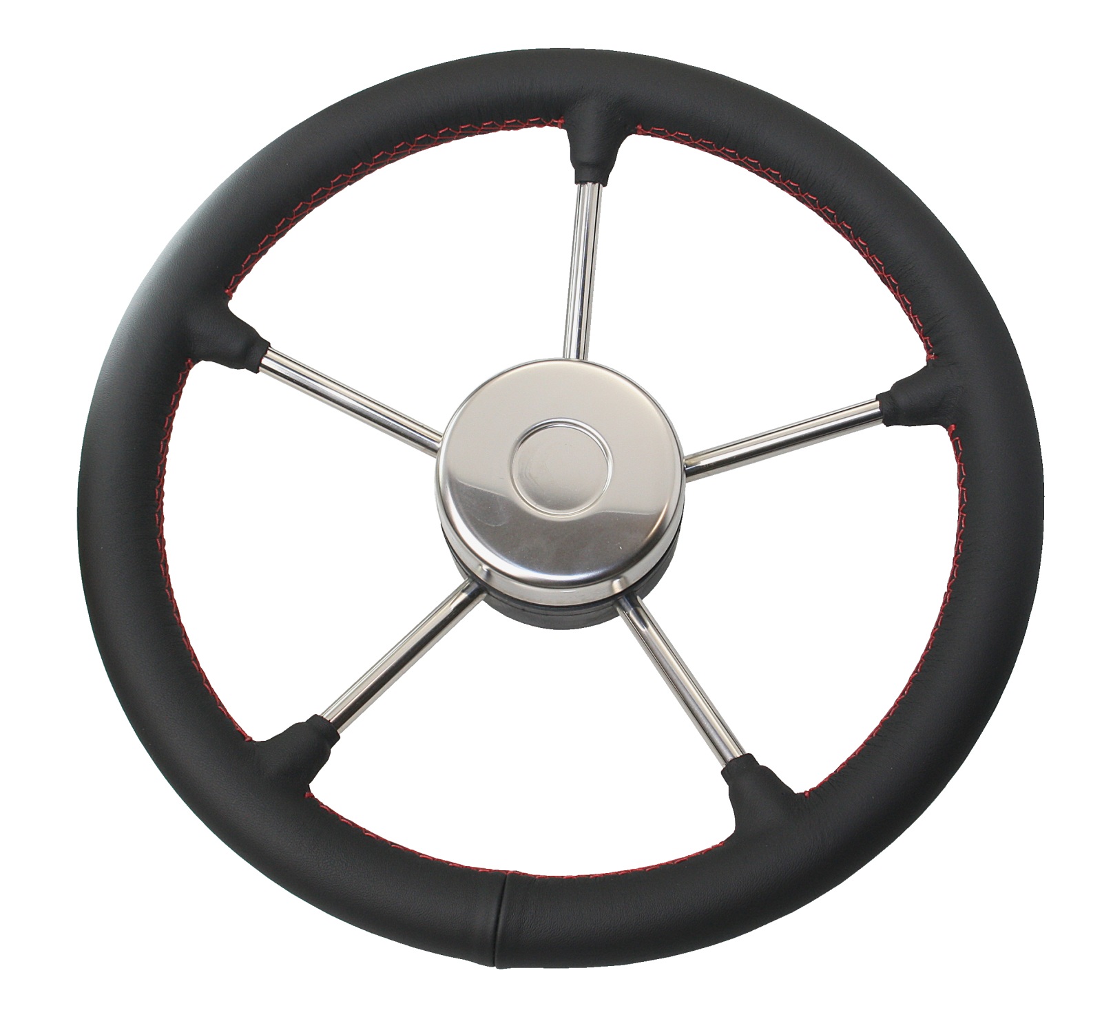 RIVIERA steering wheel VR02 stainless steel/leather 350mm, black with red stitching 1 RIVIERA steering wheel VR02 stainless steel/leather 350mm, black with red stitching