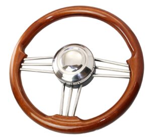 RIVIERA Steering Wheel VS02 Stainless Steel/Mahogany 350mm