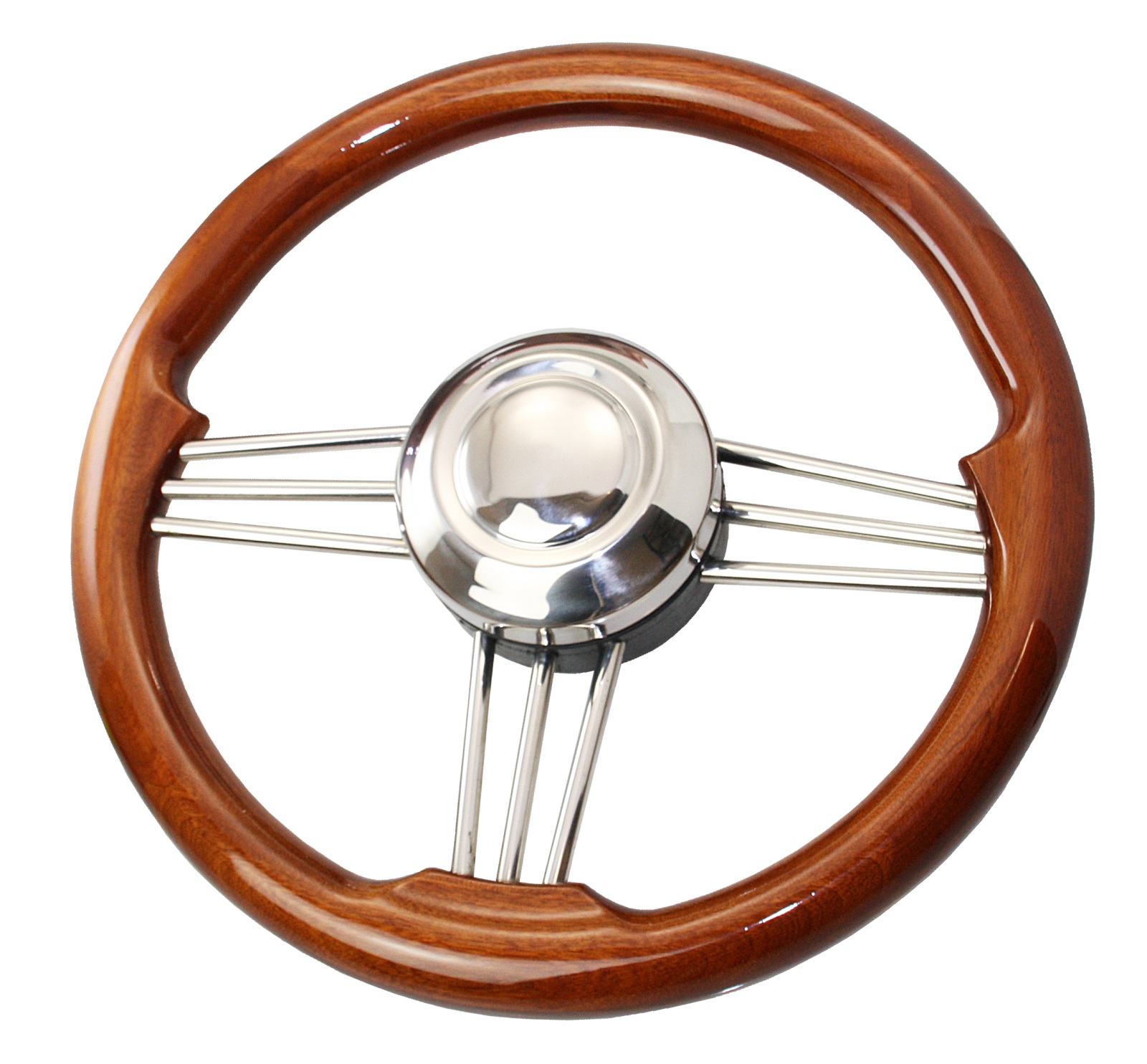 RIVIERA Steering Wheel VS02 Stainless Steel/Mahogany 350mm 1 RIVIERA Steering Wheel VS02 Stainless Steel/Mahogany 350mm