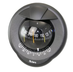 RIVIERA Polare BP1 Compass, Bulkhead Mount, 12V, 80mm, 5°, Black/Rose Black