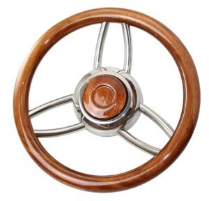 RIVIERA Steering Wheel VS13 Stainless Steel/Mahogany 350mm
