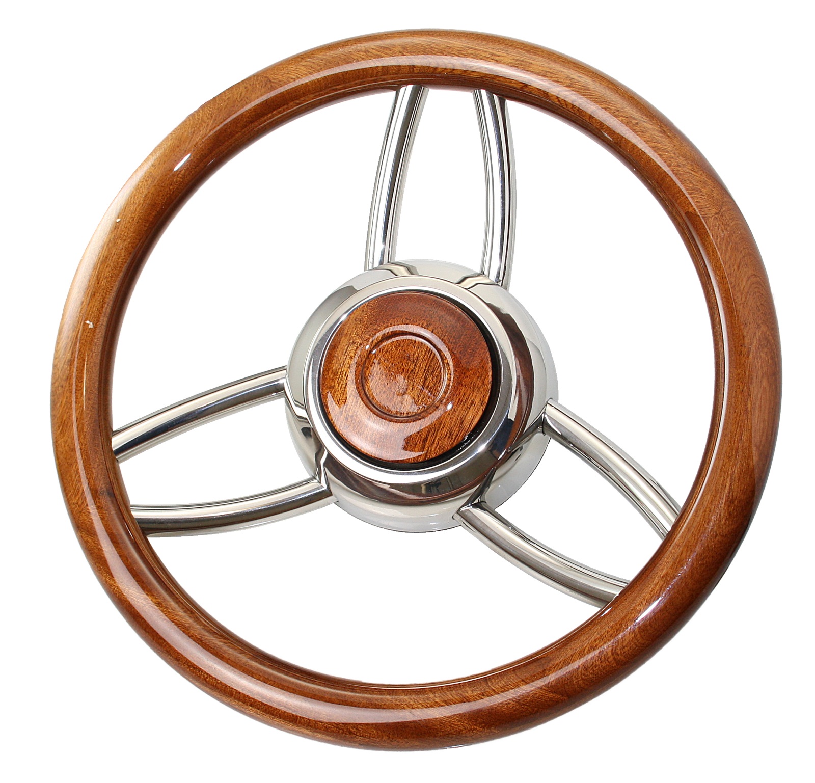 RIVIERA Steering Wheel VS13 Stainless Steel/Mahogany 350mm 1 RIVIERA Steering Wheel VS13 Stainless Steel/Mahogany 350mm