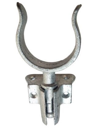 Folding oarlock, galvanized, 50mm opening, including base for edge mounting
